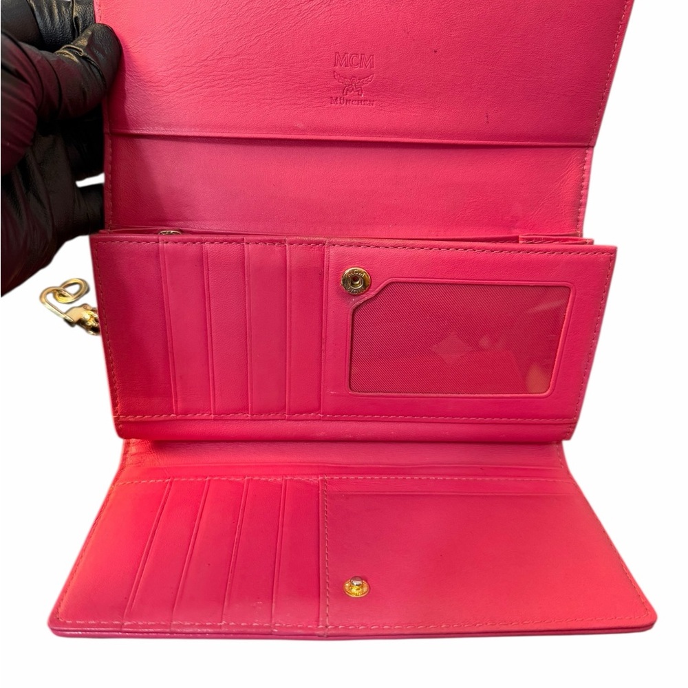 MCM Cognac Visetos Long Trifold Wallet w/Unbranded Crossbody Chain Insert (A412) - Picture 7 of 14